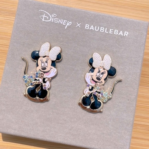 Brand New Disney x BaubleBar Minnie Mouse Pearl Beaded Bow Pastel Post Earrings - Picture 10 of 10